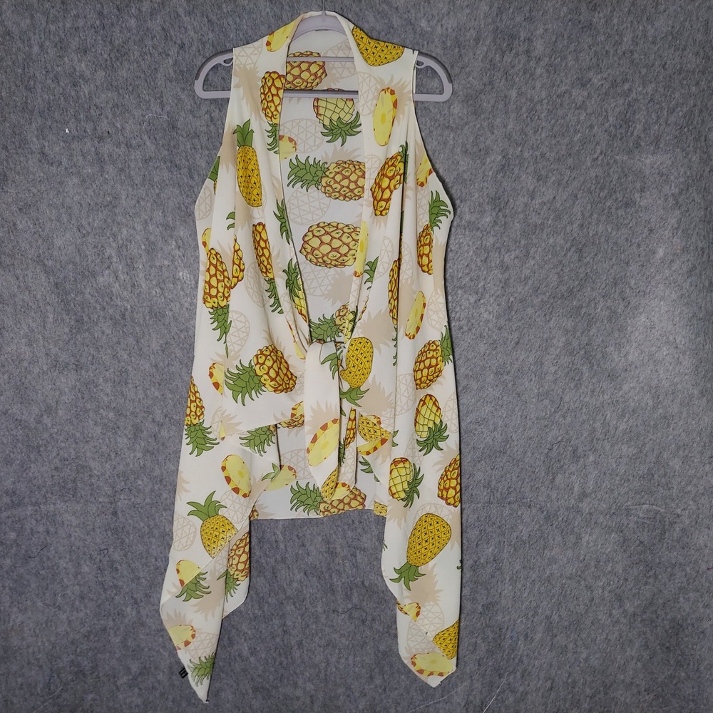 Janice Duster Women One Size Cream Resort Tropical Pineapple Vacation Layering‎